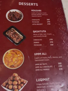Nahdi Mandi Restaurant Menu